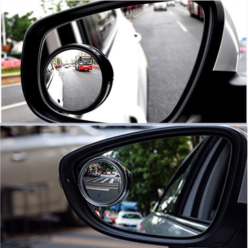 ESreake 2PCS small Blind Spot Mirror,2"" Round HD Glass Convex Rear View Mirror,Strong Adhesive Mirror for Car, Van, SUV and Trucks (2""(50mm), Black frame) - Image 2
